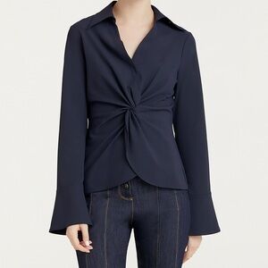 Cinq a Sept Mckenna Twist Front Top Blouse Sadie Crepe Navy Size XL NWOT